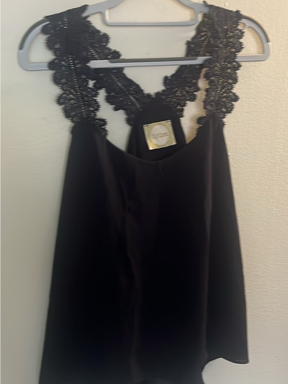 Alythea Black Lace-Back Satin Camisole